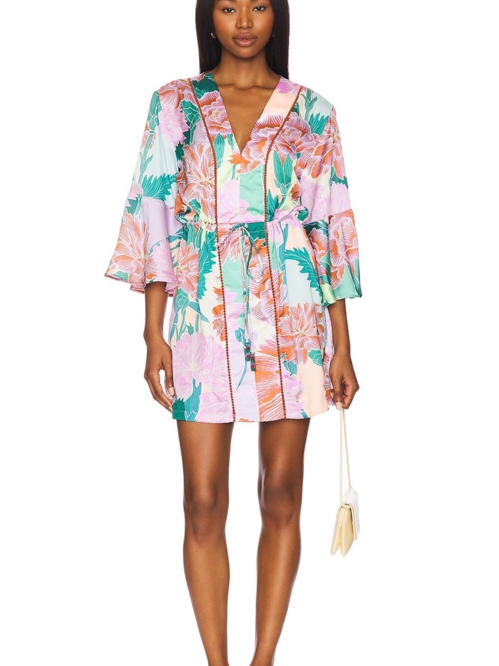 Maaji Floral Wrap Mini Dress in Mint, Pink & Coral